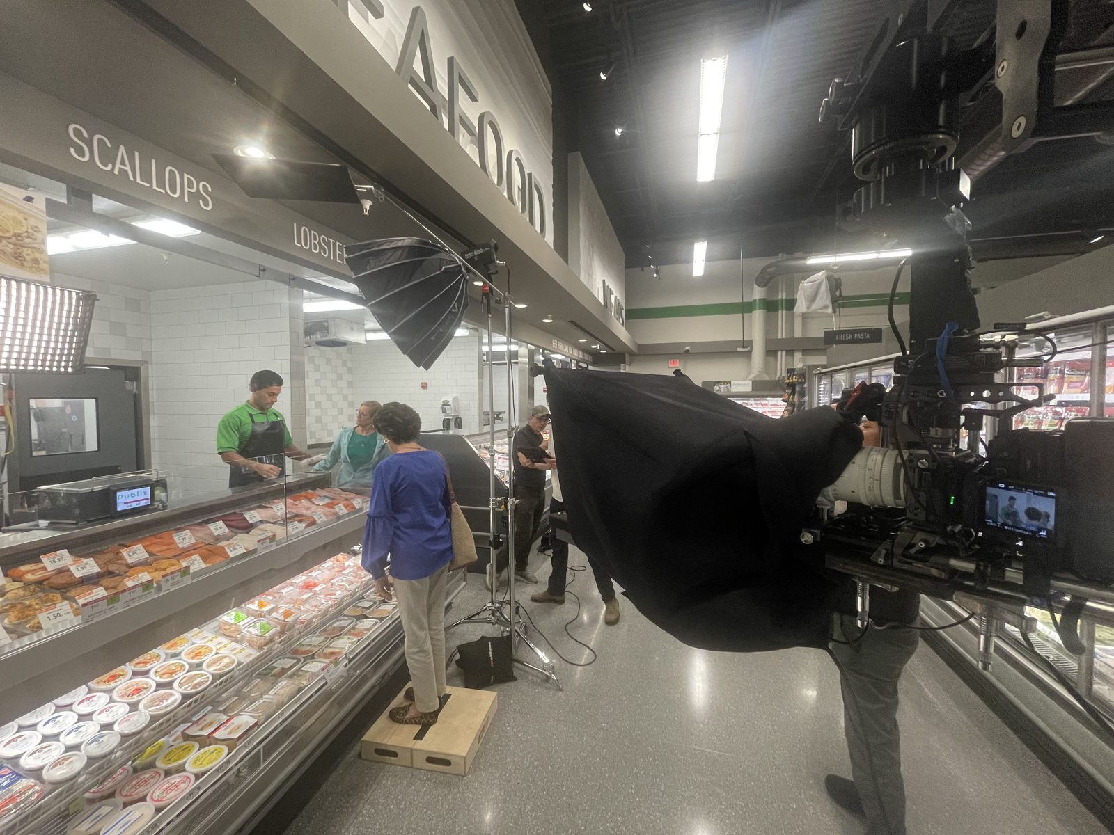 Commercial production with camera-mounted teleprompter
